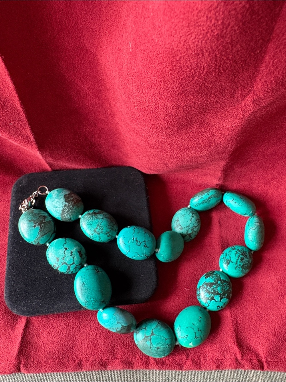 Turquoise Bead Statement Necklace - Bold Blue-Green